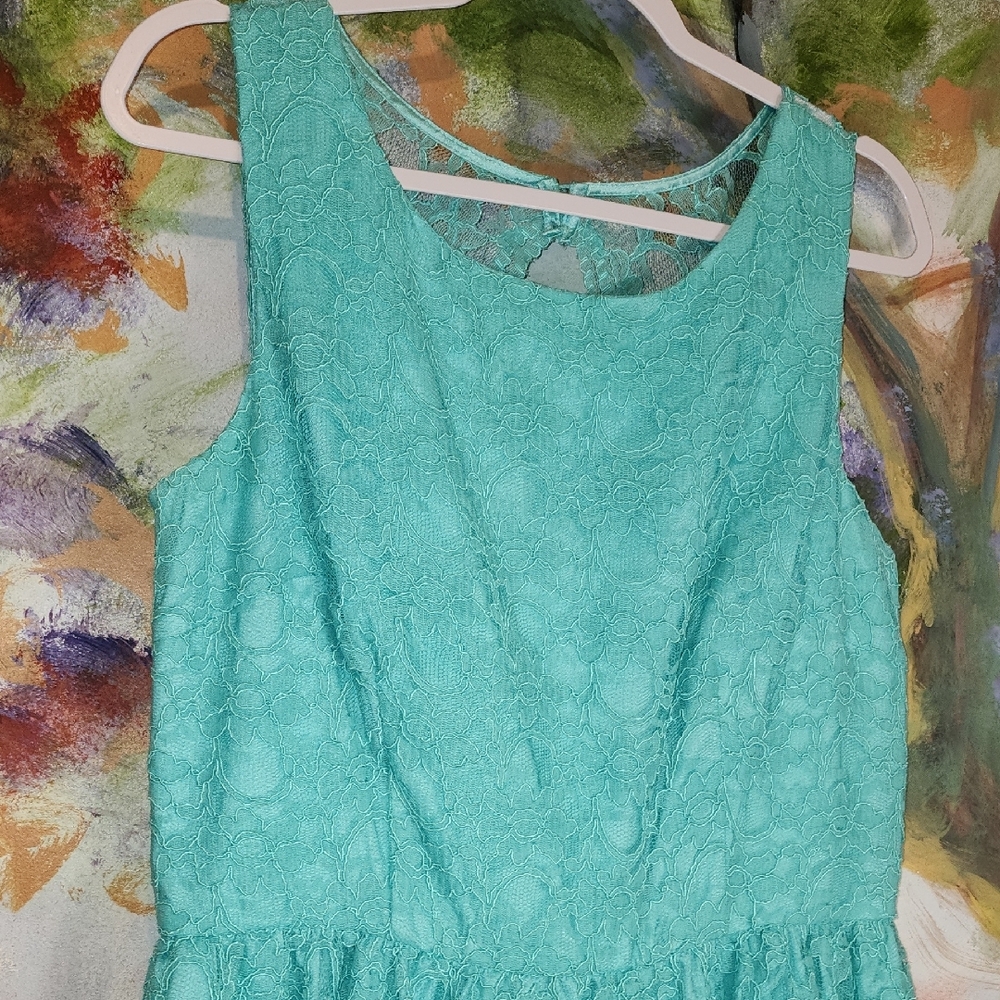 Calvin Klein Aqua Lace Midi Dress - Picture 6 of 7